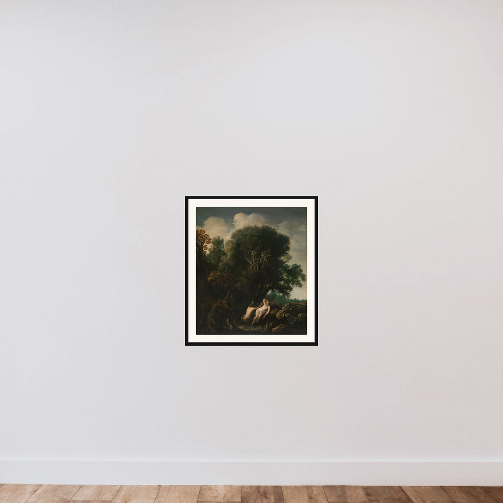 A Bathing Nymph Taken by Surprise by a Satyr framed — shown to scale