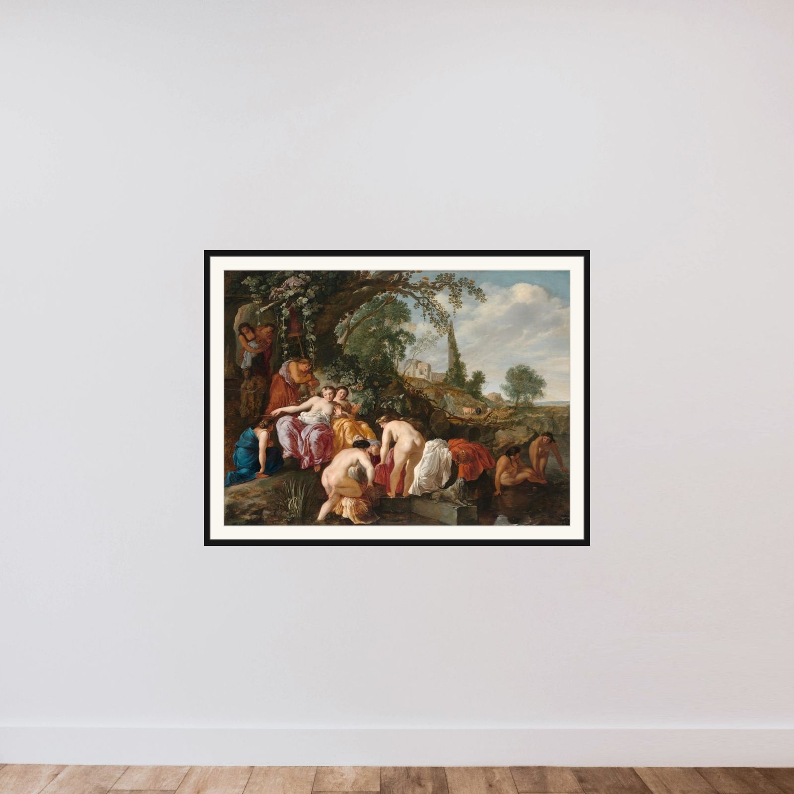 Pharaoh’s Daughter Discovers Moses in the Rush Basket framed — shown to scale