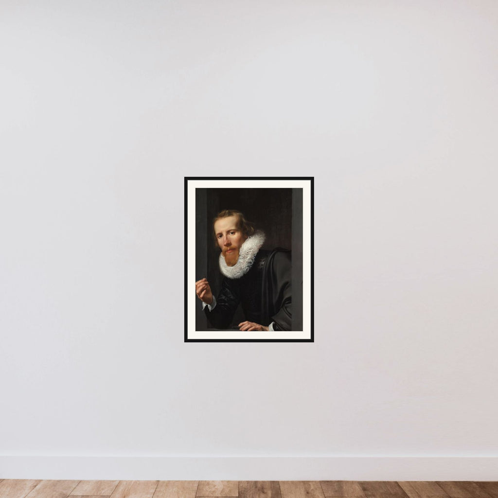 Portrait of a man with ring and touchstone, probably Bartholomeus Jansz van Assendelft (1585-1658) framed — shown to scale