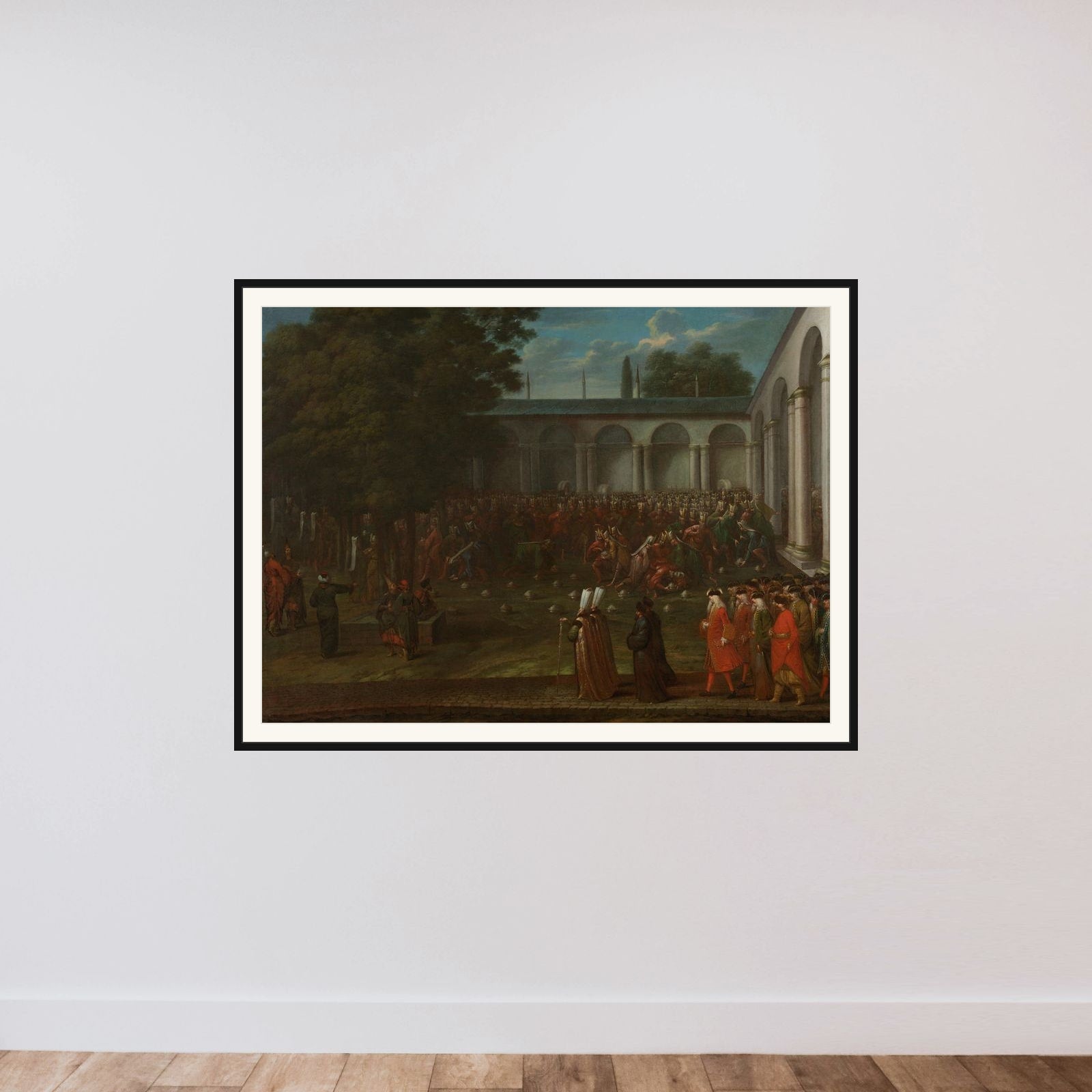 Cornelis Calkoen on his Way to his Audience with Sultan Ahmed III framed — shown to scale