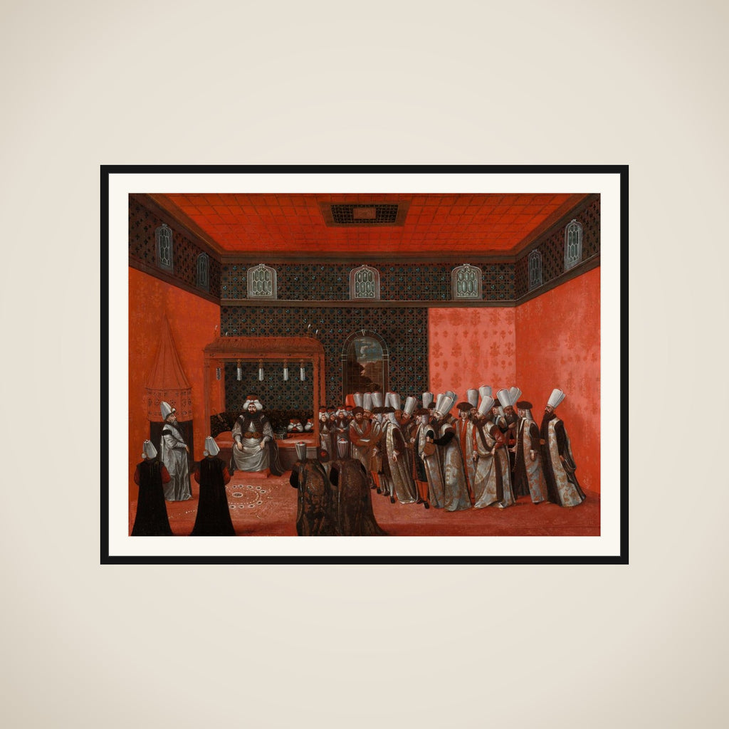 An Ambassador's Audience with Sultan Ahmed III (Ambassador Cornelis Calkoen) framed