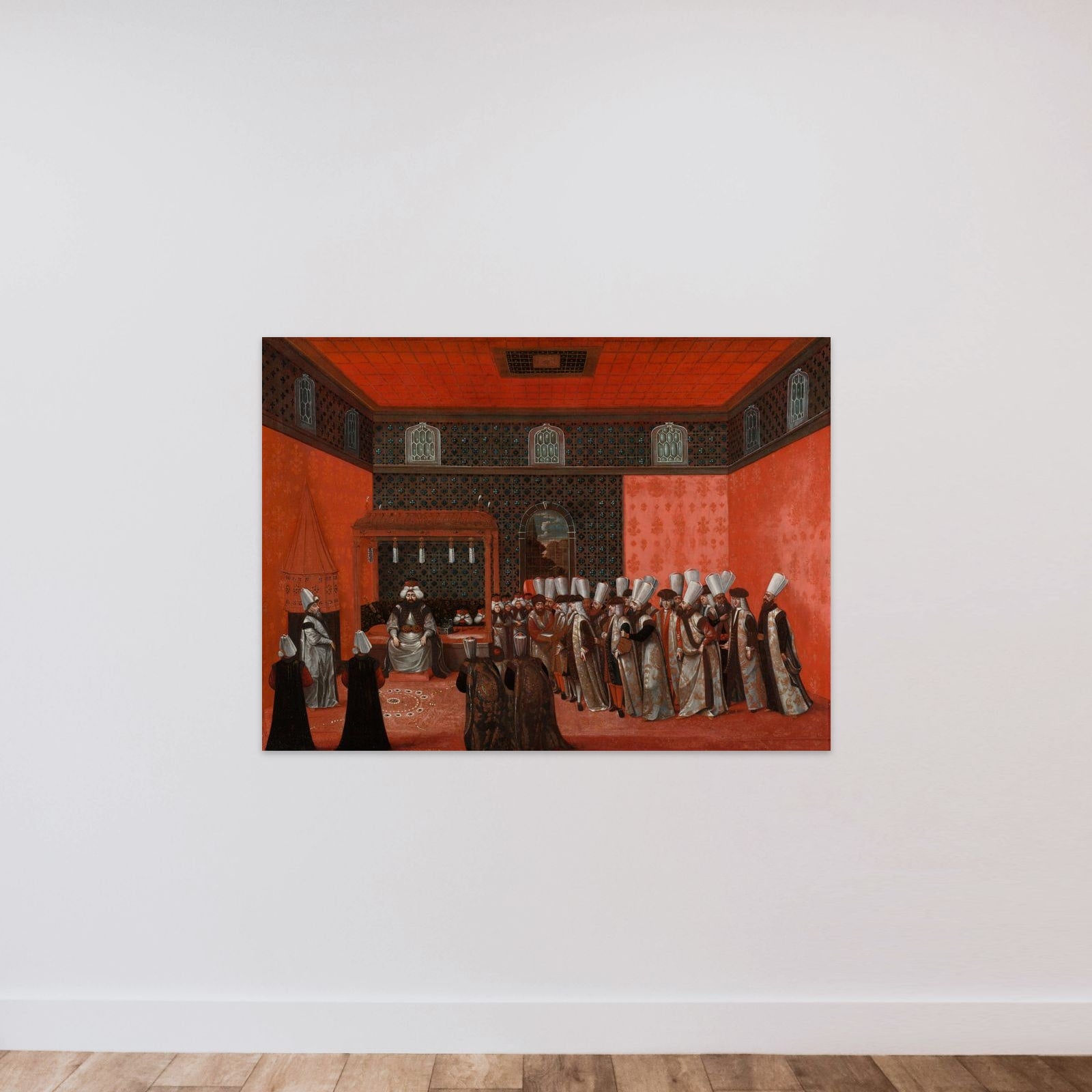 An Ambassador's Audience with Sultan Ahmed III (Ambassador Cornelis Calkoen) unframed — shown to scale