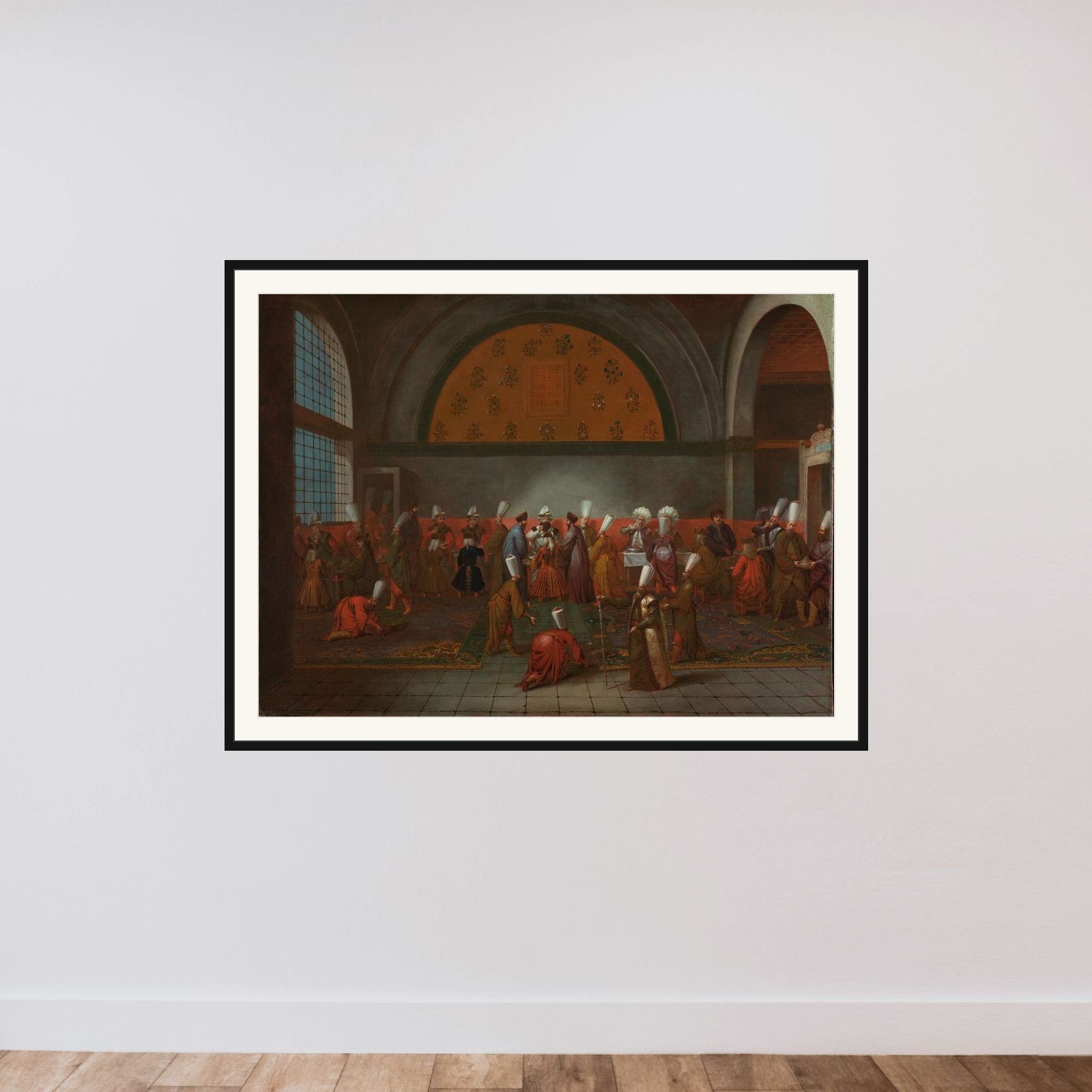 The Meal presented to Ambassador Cornelis Calkoen by the Grand Vizier in the name of Sultan Ahmed III, 14 September 1727 framed — shown to scale
