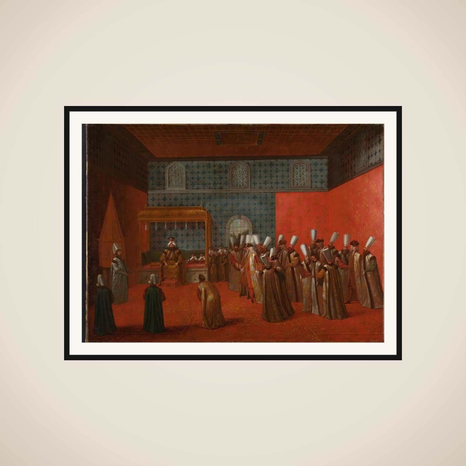Ambassador Cornelis Calkoen in Audience with Sultan Ahmed III, 14 September 1727 framed