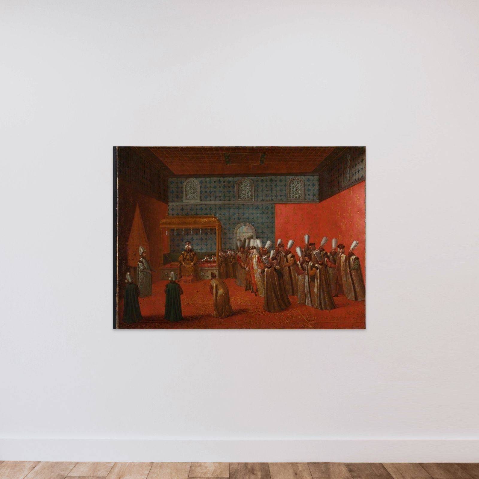 Ambassador Cornelis Calkoen in Audience with Sultan Ahmed III, 14 September 1727 unframed — shown to scale