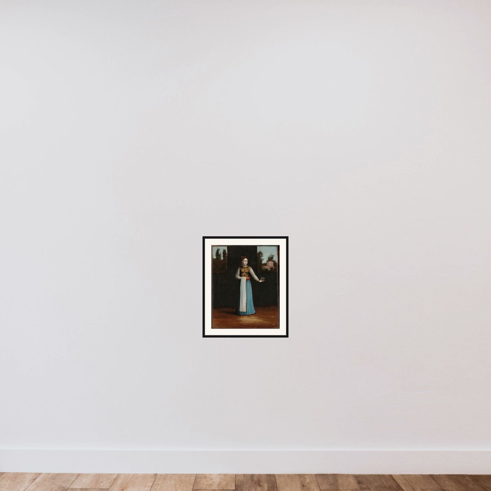 Woman from the Albanian Coast framed — shown to scale