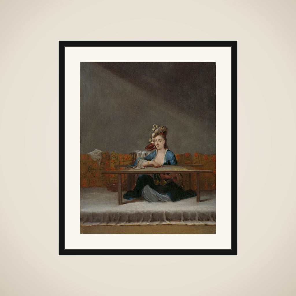 Turkish Woman at her Embroidery Frame framed