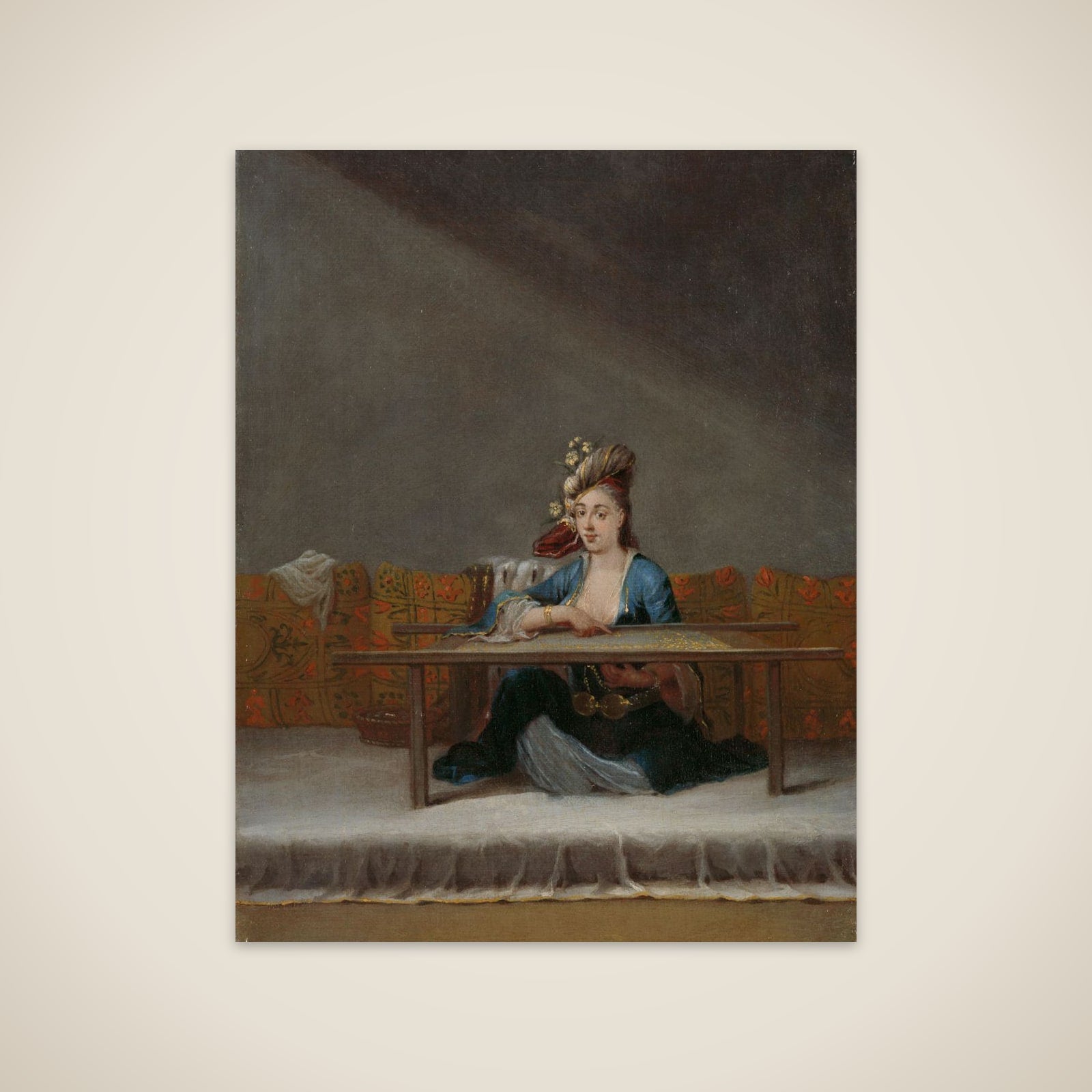 Turkish Woman at her Embroidery Frame unframed print