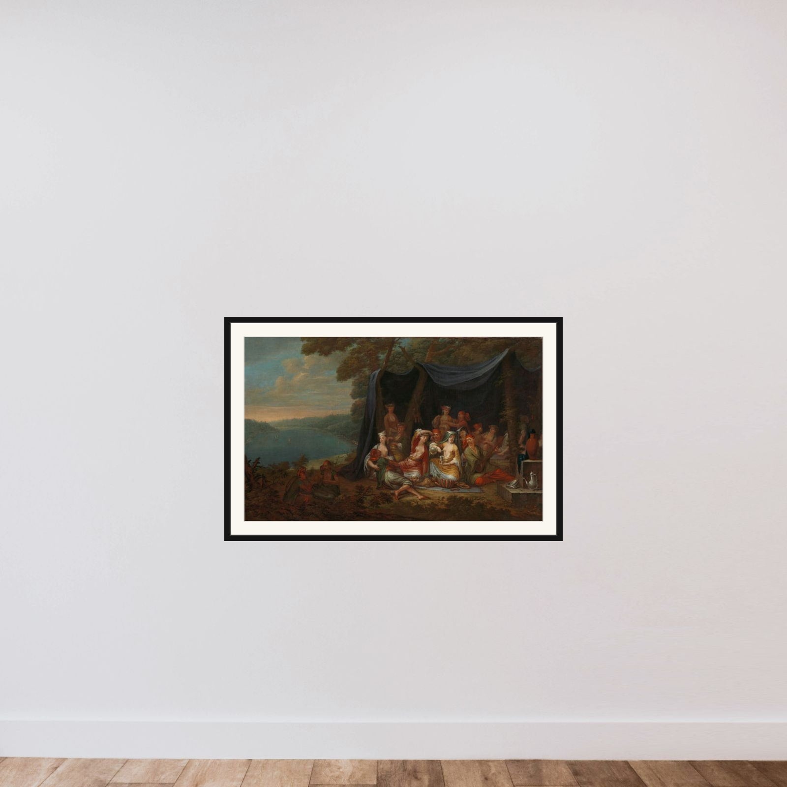 Fête champêtre with Turkish Courtiers under a Tent framed — shown to scale