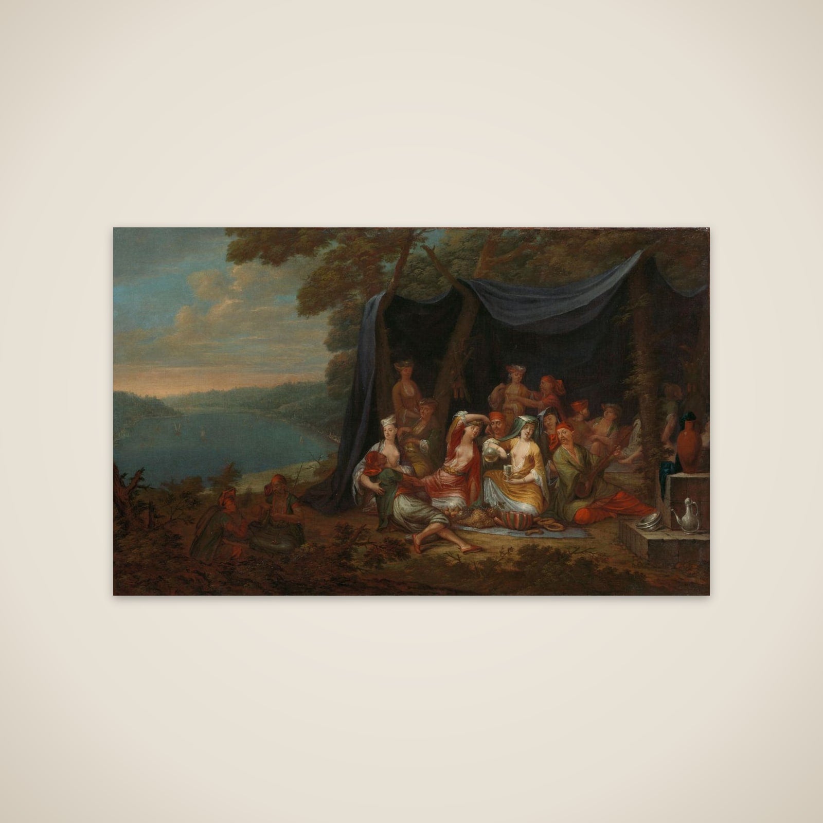 Fête champêtre with Turkish Courtiers under a Tent unframed print