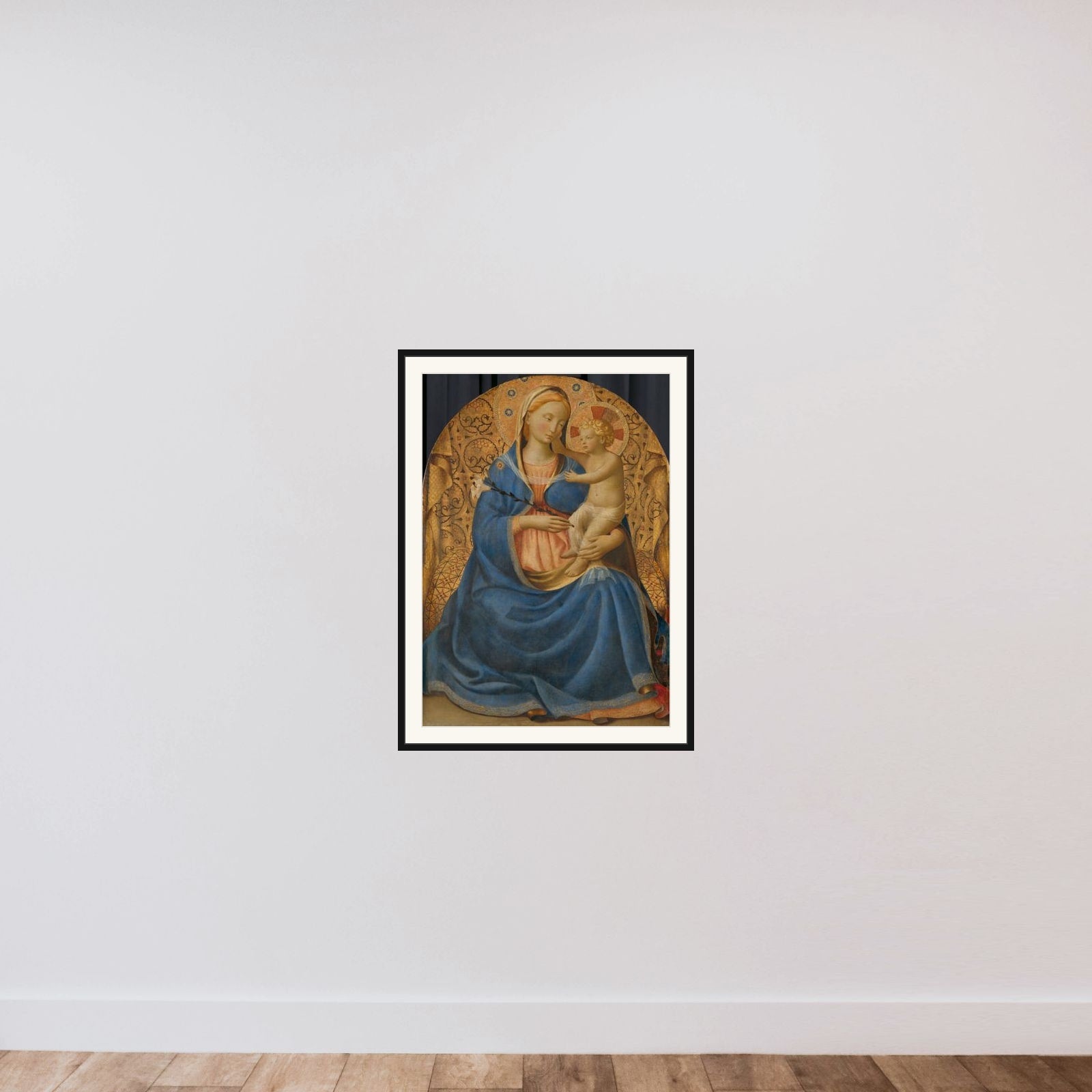 Madonna of Humility framed — shown to scale