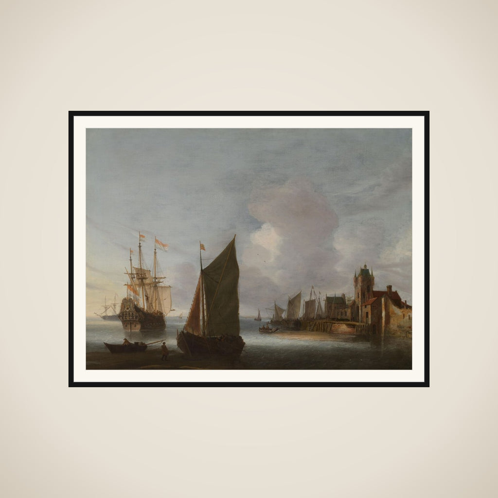 Ships near Zierikzee with the Zuidhavenpoort in the Background framed