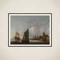 Ships near Zierikzee with the Zuidhavenpoort in the Background framed