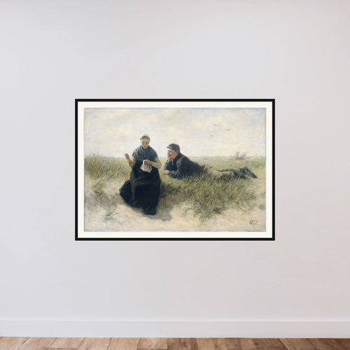 Boy and Girl in the Dunes framed — shown to scale