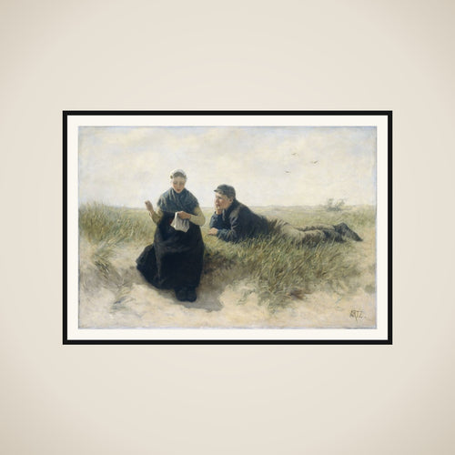 Boy and Girl in the Dunes framed