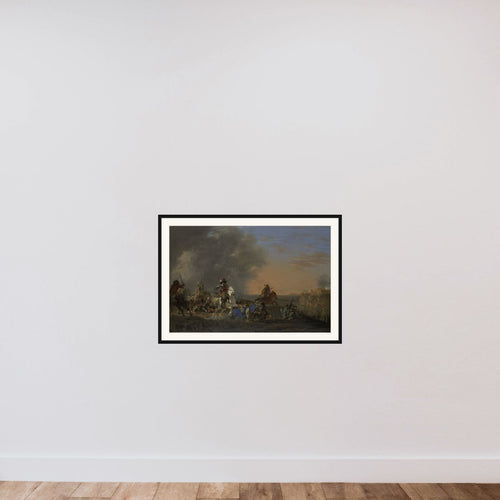 Cavalry Attack at Sunset framed — shown to scale