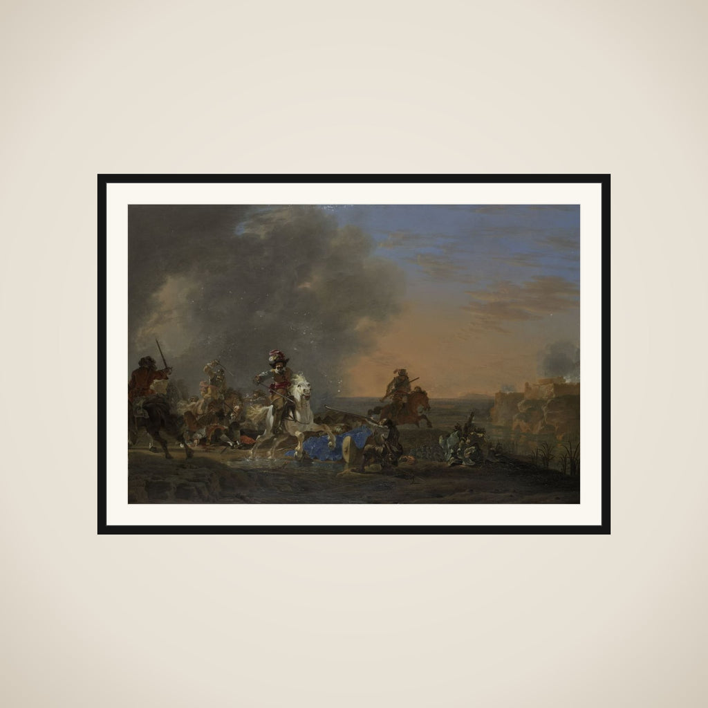 Cavalry Attack at Sunset framed