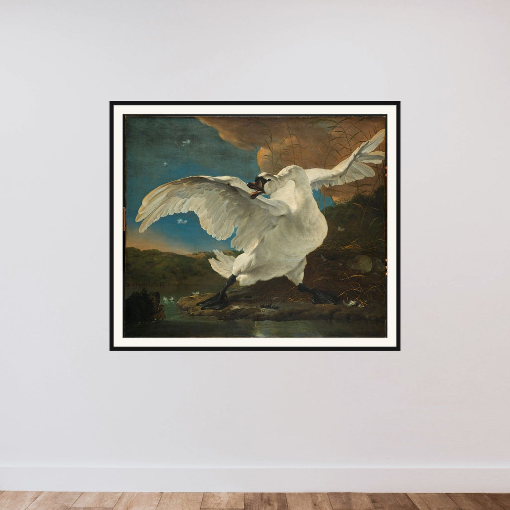 The Threatened Swan; Interpreted later as an Allegory on Johan de Witt framed — shown to scale