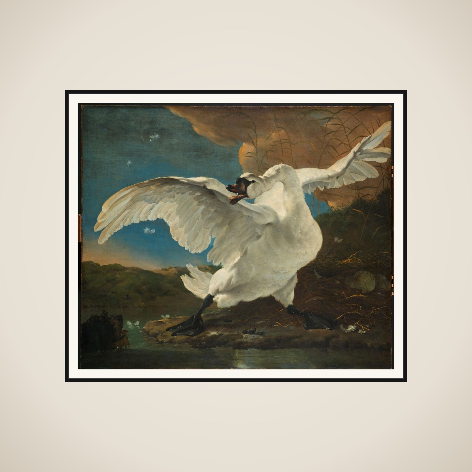 The Threatened Swan; Interpreted later as an Allegory on Johan de Witt framed
