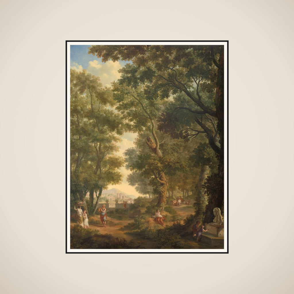 Arcadian Landscape, one of a series of ten murals in the garden room of the main floor of the Amsterdam house Herengracht 524 framed