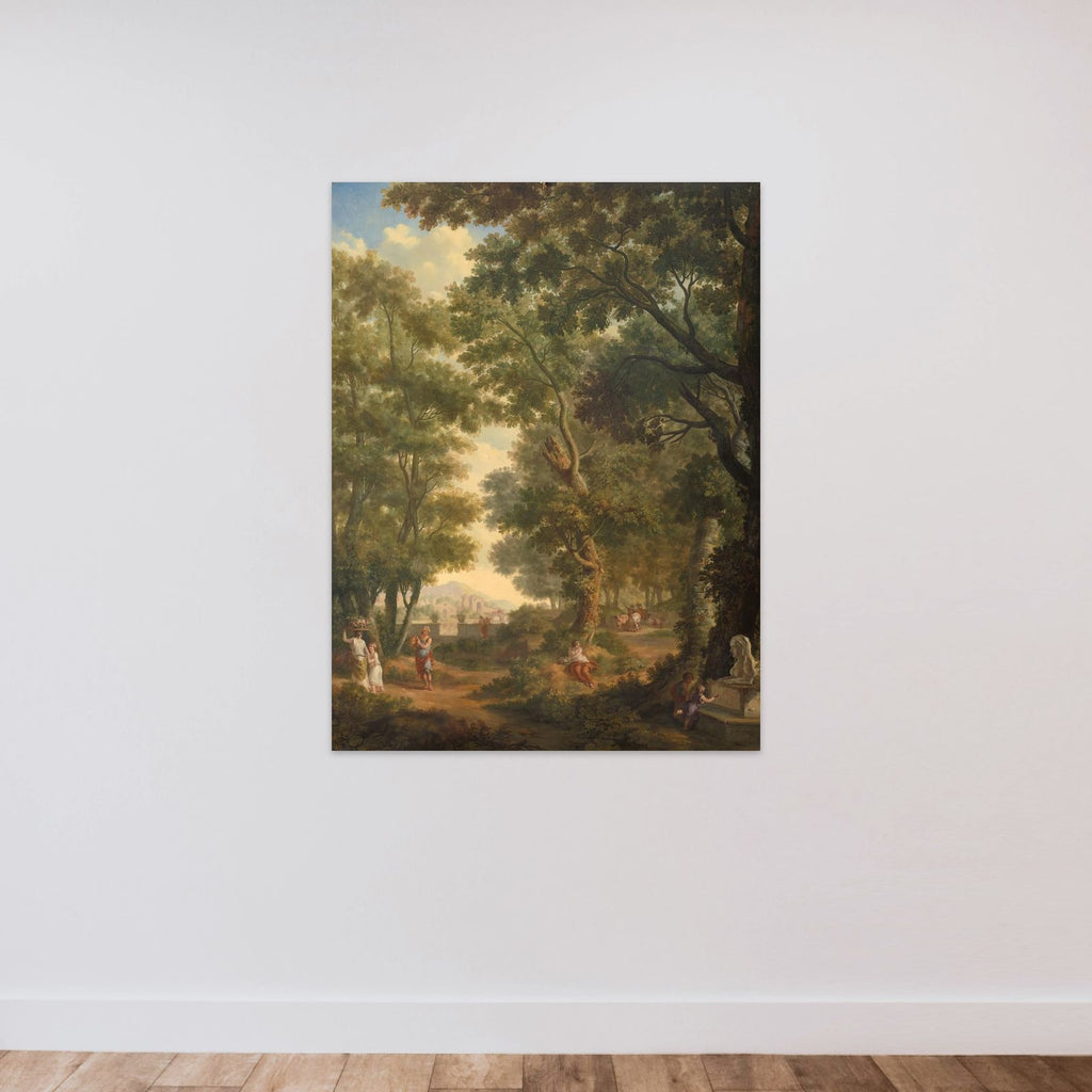 Arcadian Landscape, one of a series of ten murals in the garden room of the main floor of the Amsterdam house Herengracht 524 unframed — shown to scale