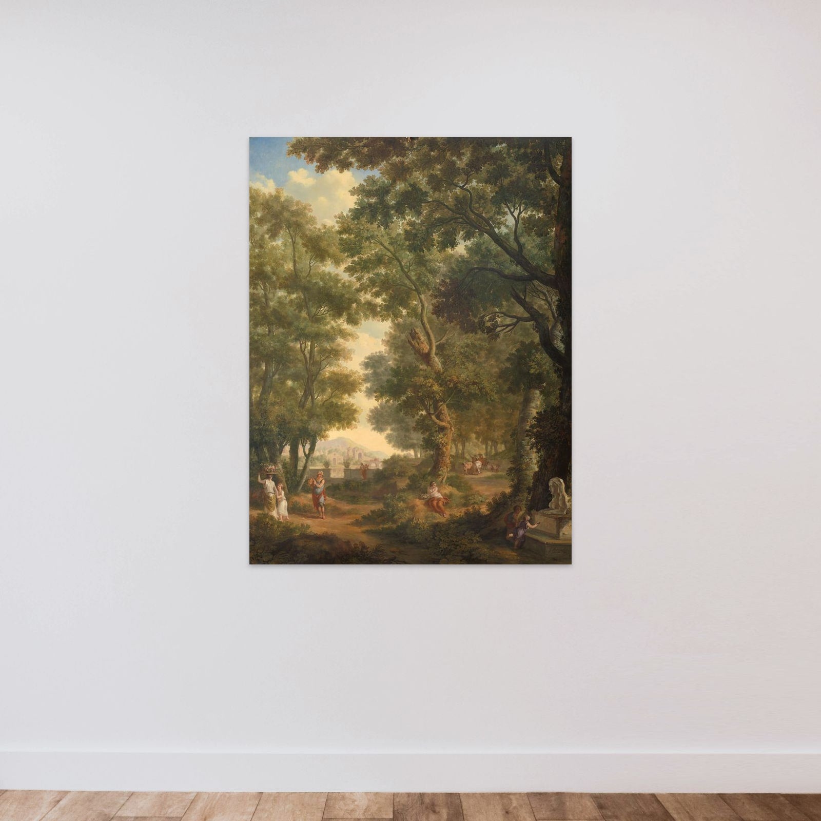 Arcadian Landscape, one of a series of ten murals in the garden room of the main floor of the Amsterdam house Herengracht 524 unframed — shown to scale