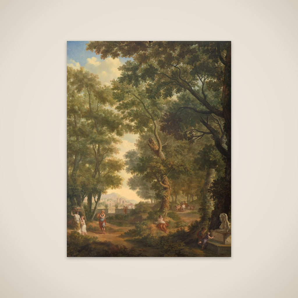 Arcadian Landscape, one of a series of ten murals in the garden room of the main floor of the Amsterdam house Herengracht 524 unframed print