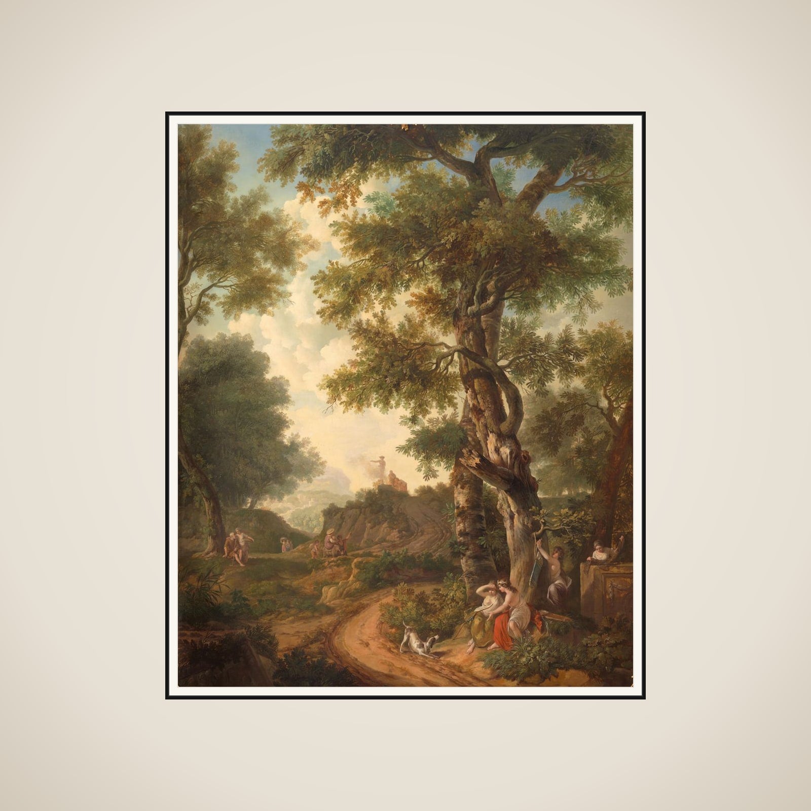 Arcadisch landschap with reizigers framed
