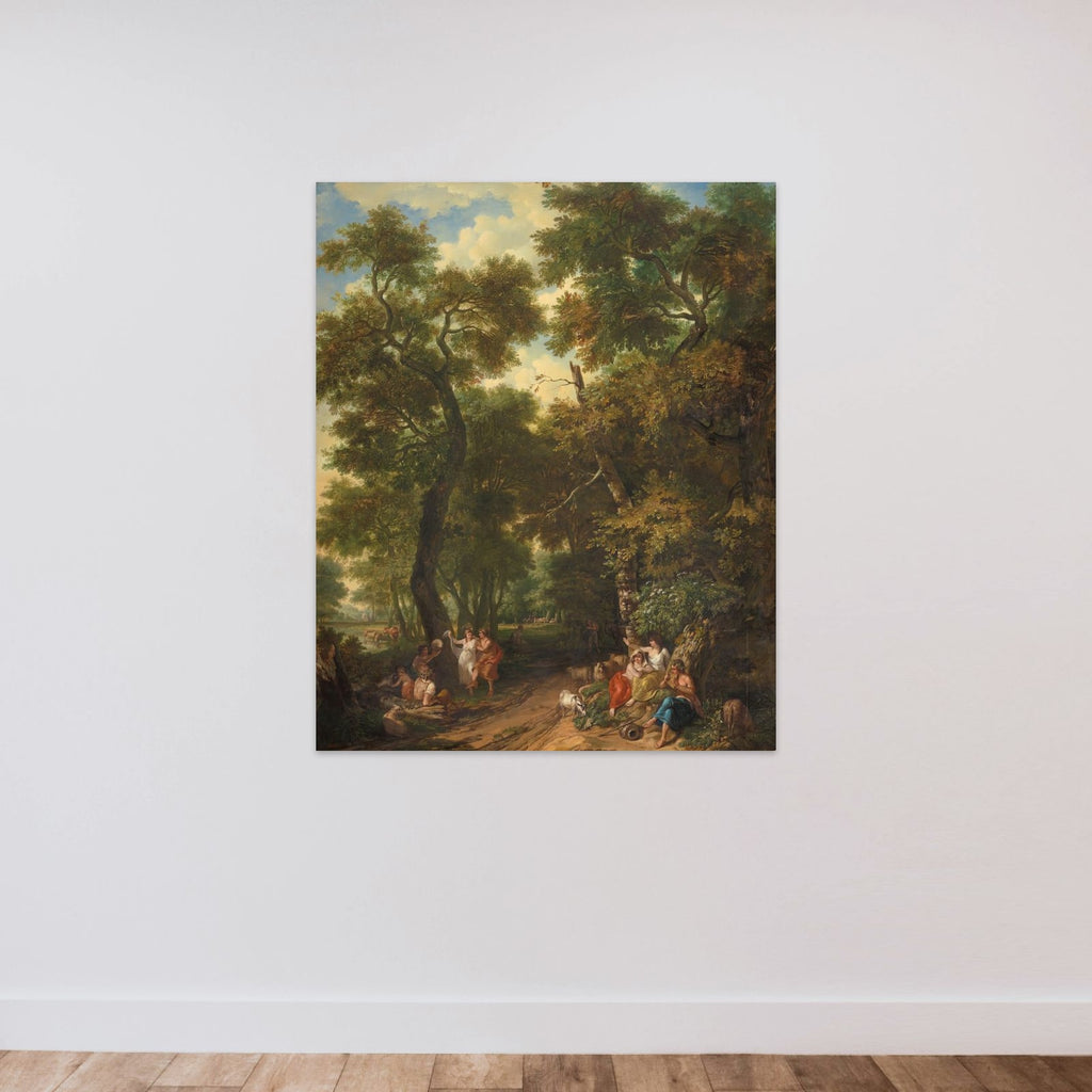 Arcadisch landschap with musicerende en dansende herders unframed — shown to scale