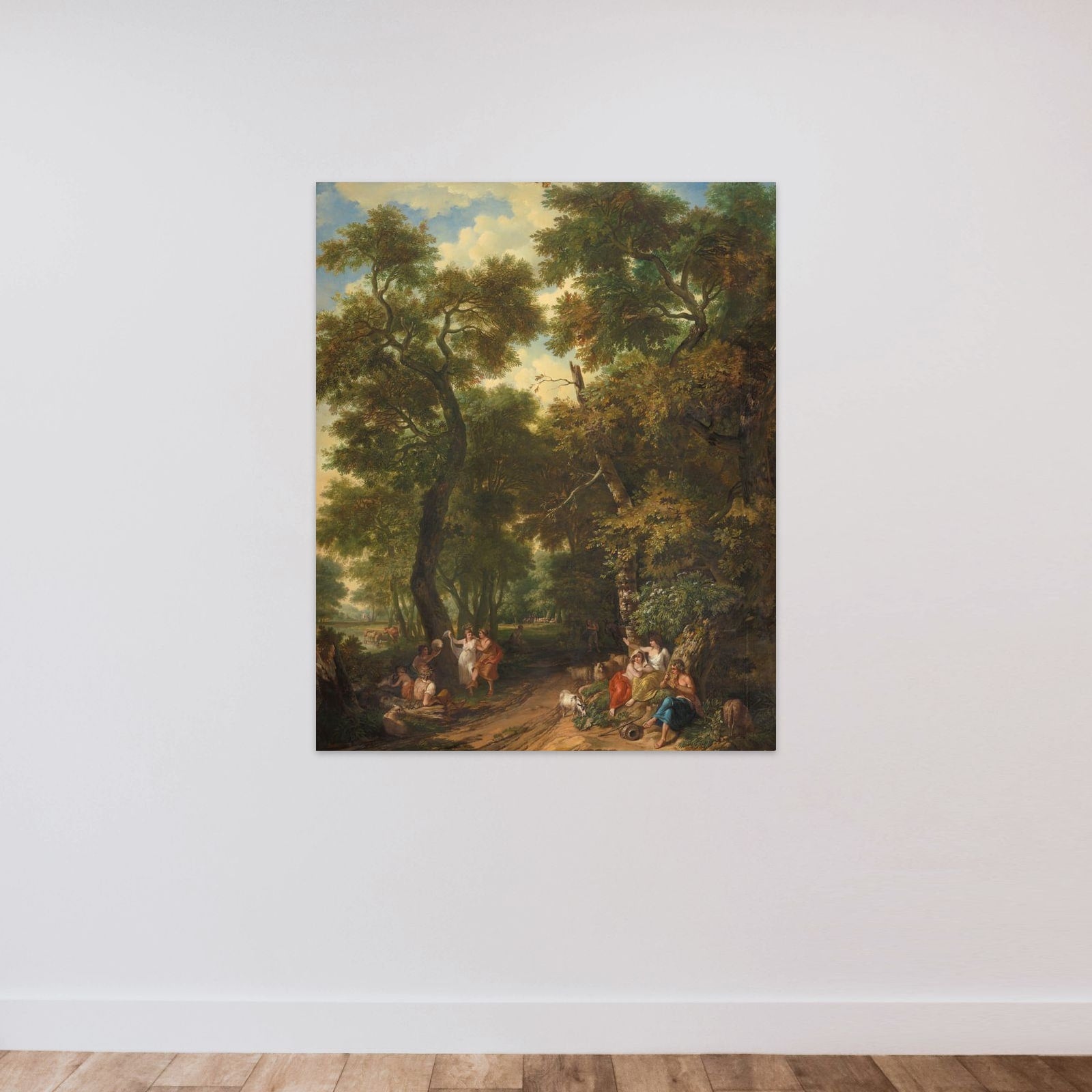 Arcadisch landschap with musicerende en dansende herders unframed — shown to scale