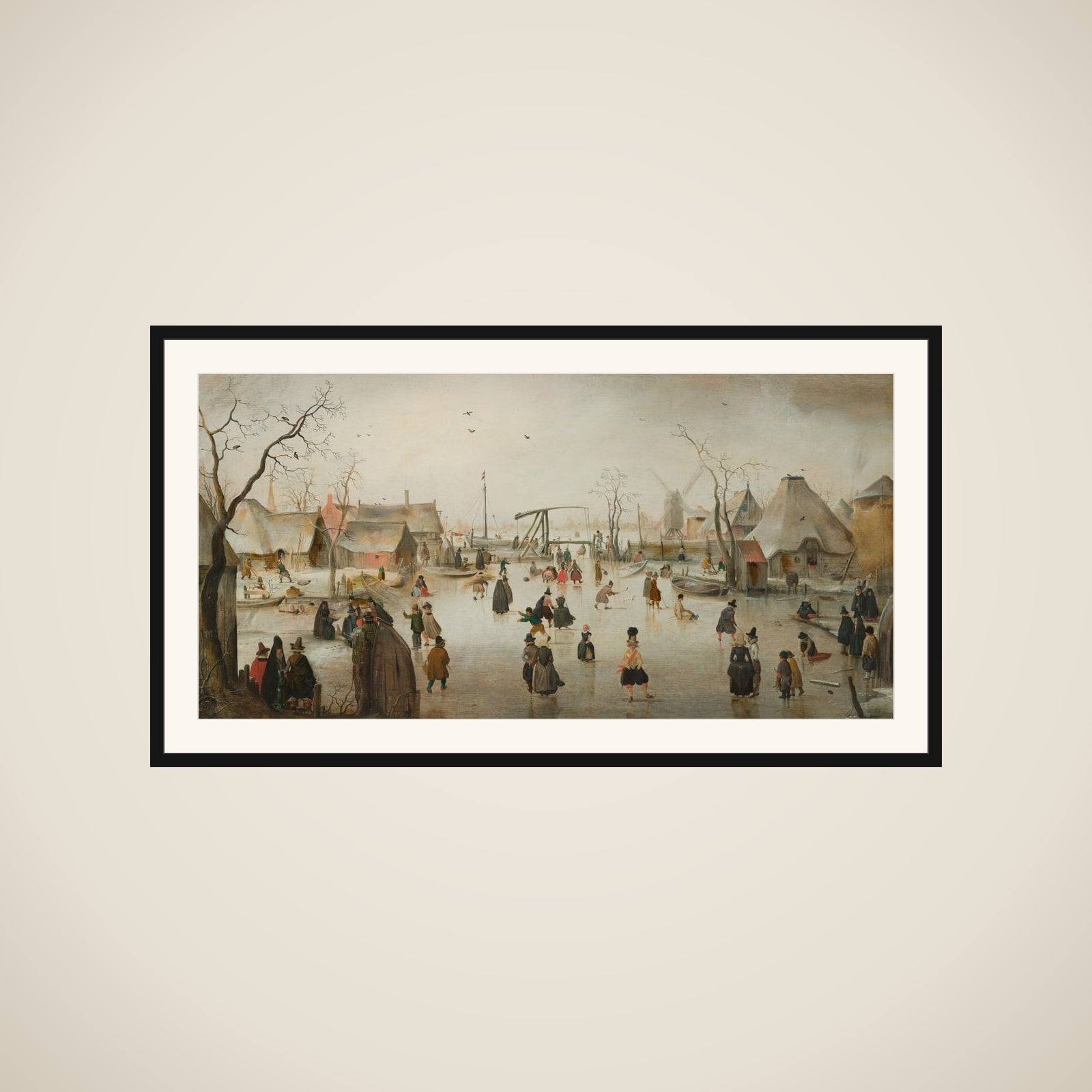 Ice-Skating in a Village framed