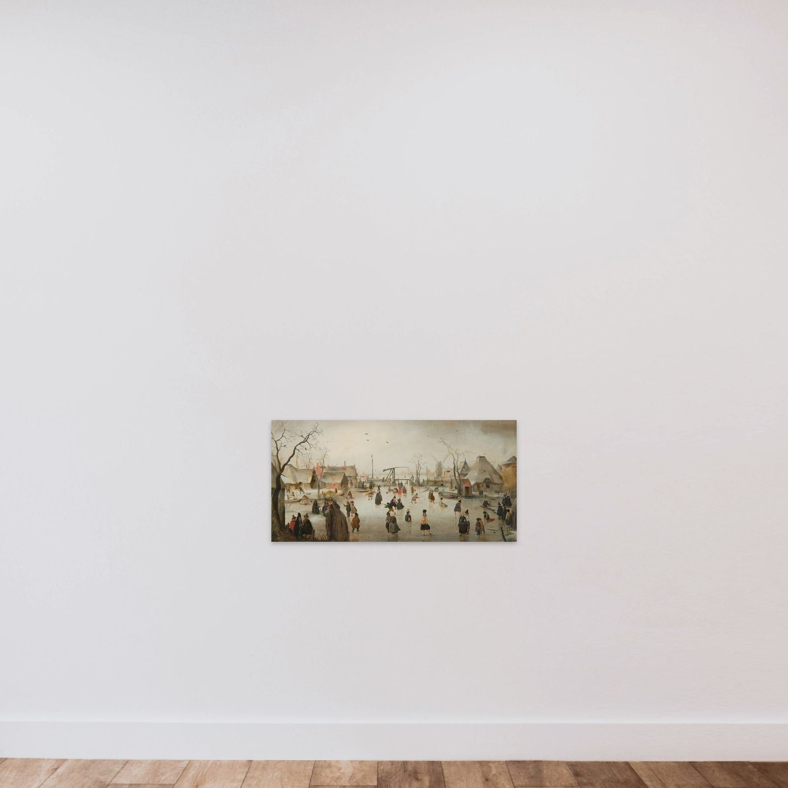 Ice-Skating in a Village unframed — shown to scale