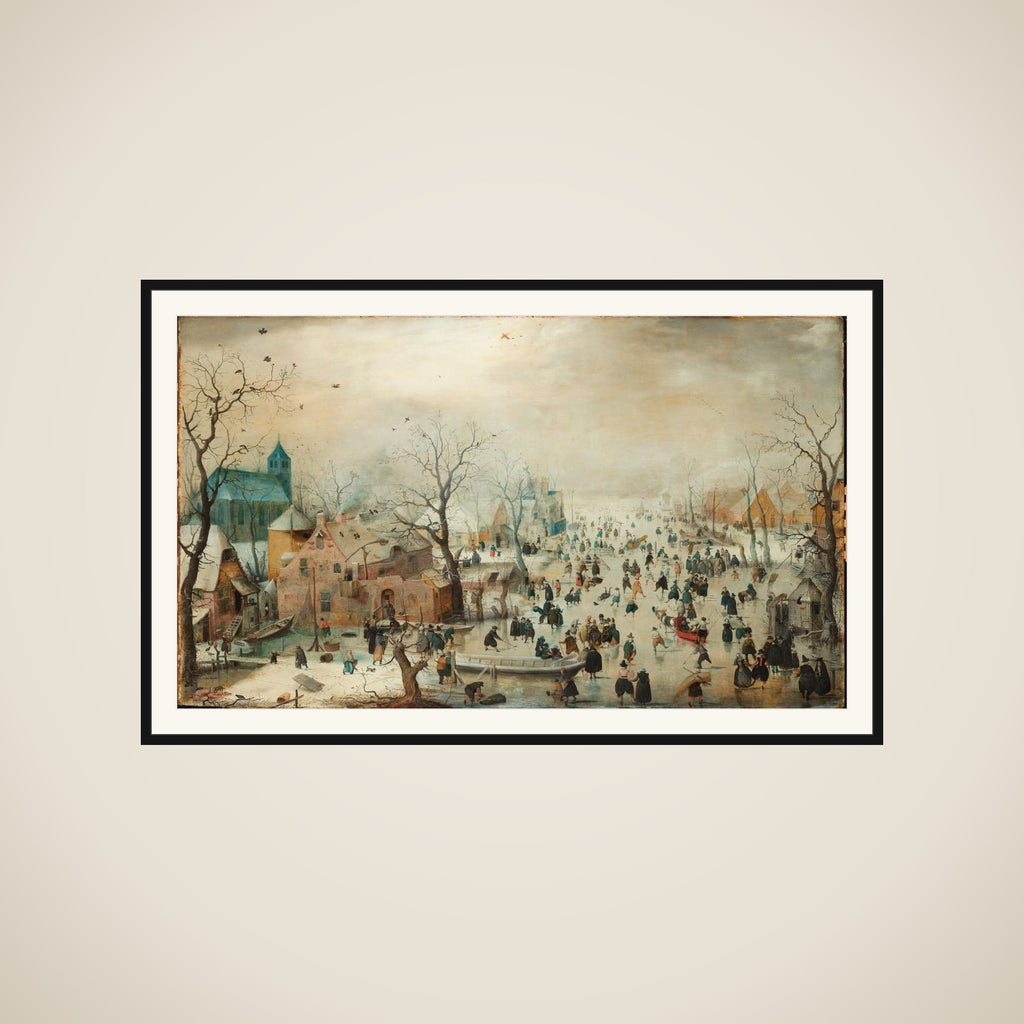 Winter Landscape with Ice Skaters framed