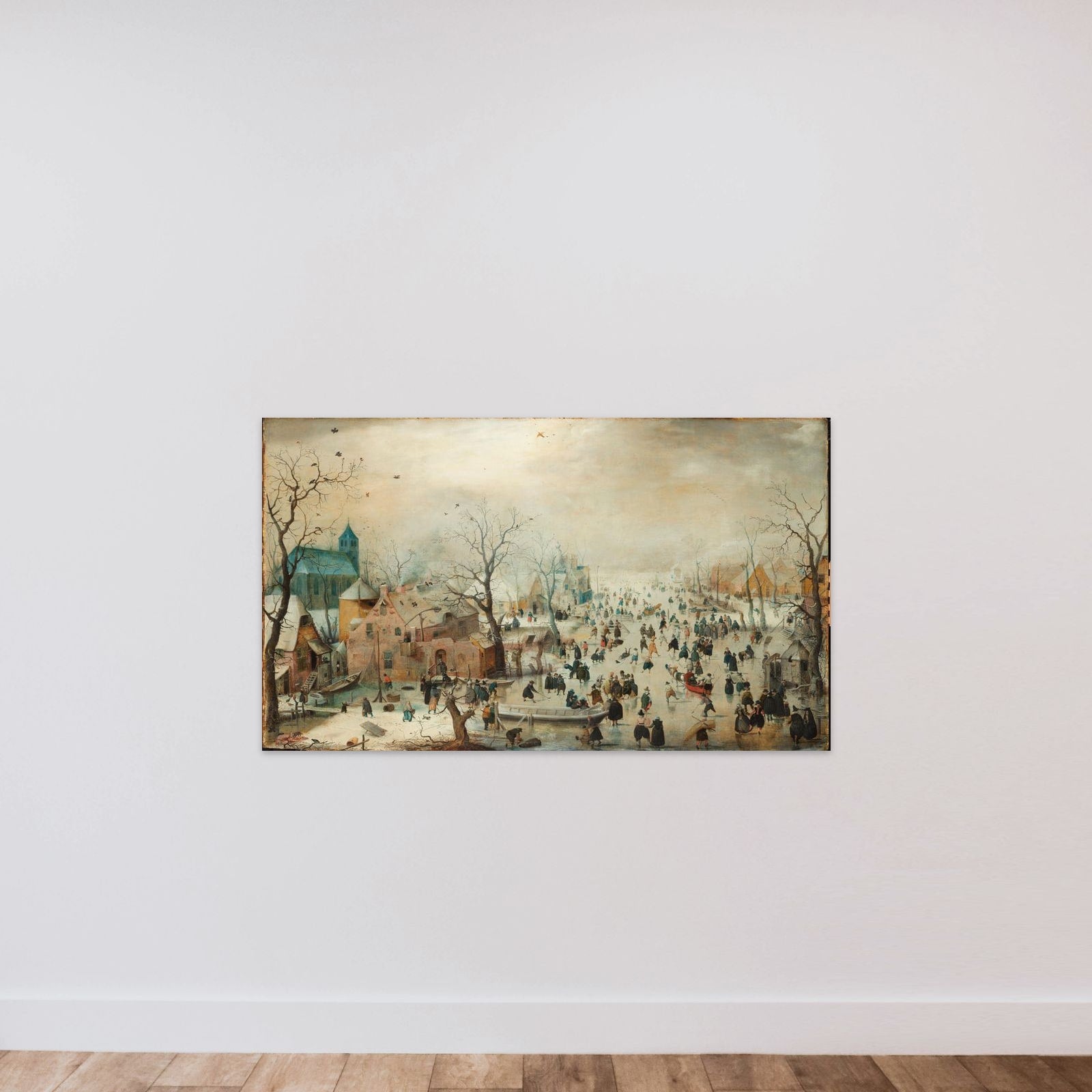 Winter Landscape with Ice Skaters unframed — shown to scale