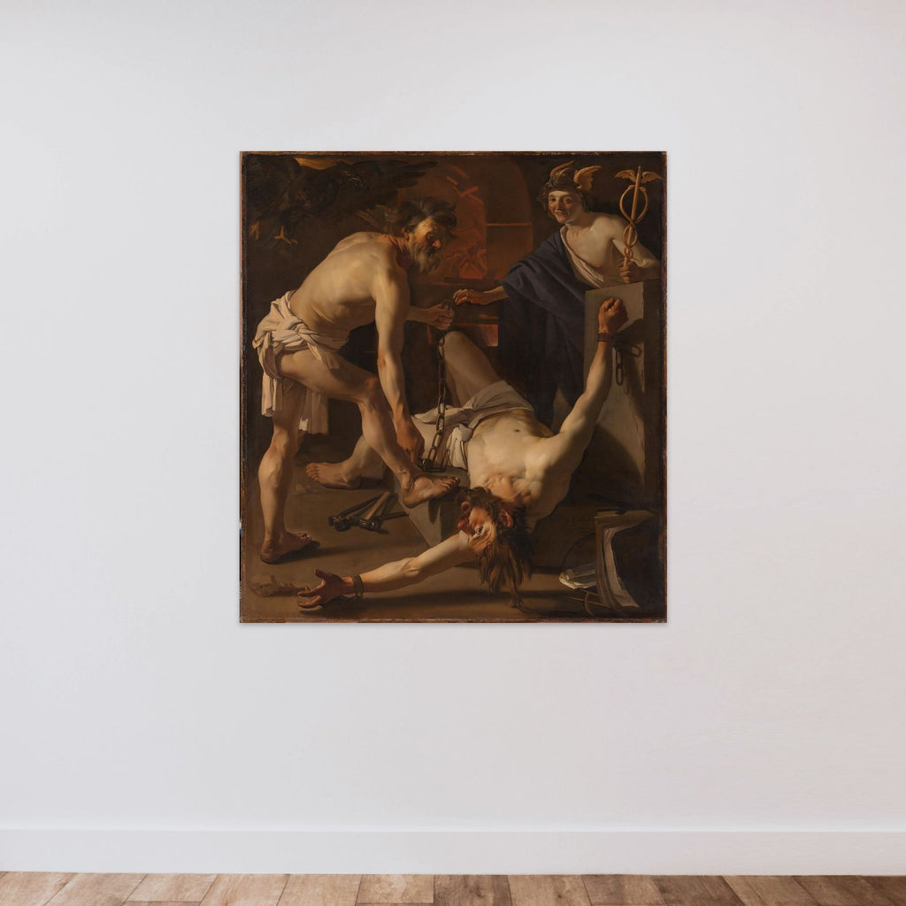 Prometheus Being Chained by Vulcan unframed — shown to scale