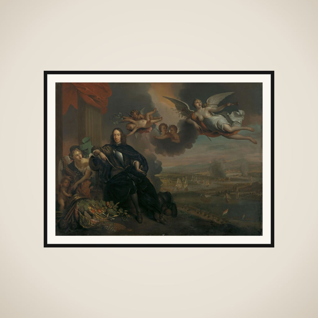 The Apotheosis of Cornelis de Witt, with the Dutch Raid on the Medway in the background framed