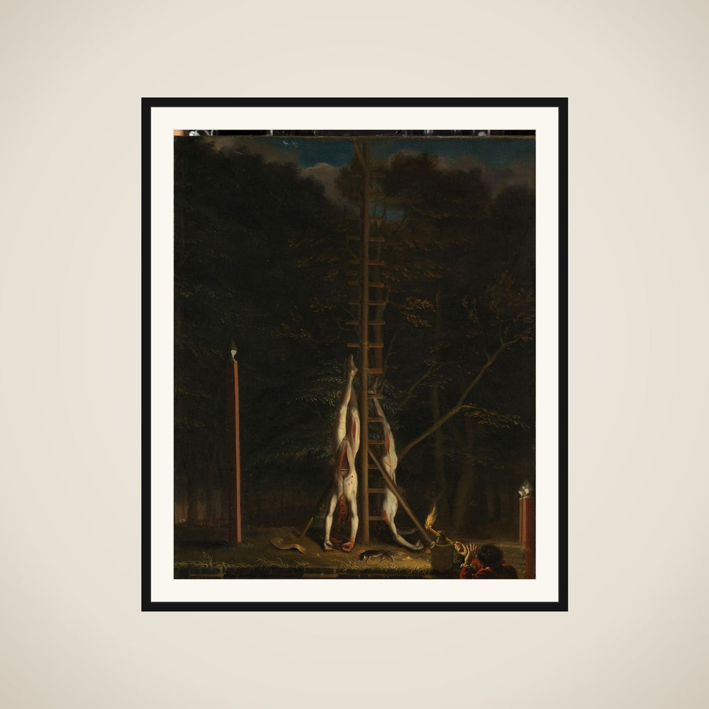 The Corpses of the de Witt Brothers, Jan and Cornelis, Hanging on the Groene Zoodje on the Vijverberg, The Hague, 1672 framed