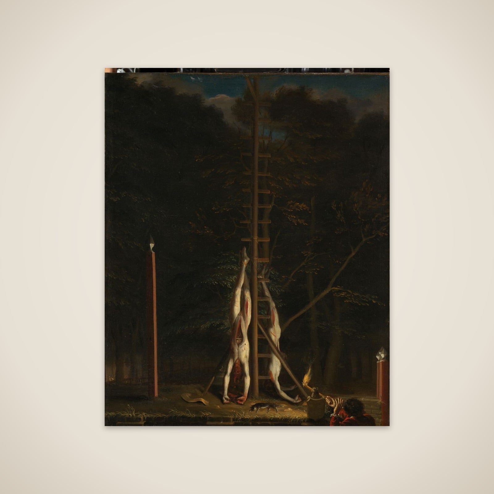 The Corpses of the de Witt Brothers, Jan and Cornelis, Hanging on the Groene Zoodje on the Vijverberg, The Hague, 1672 unframed print