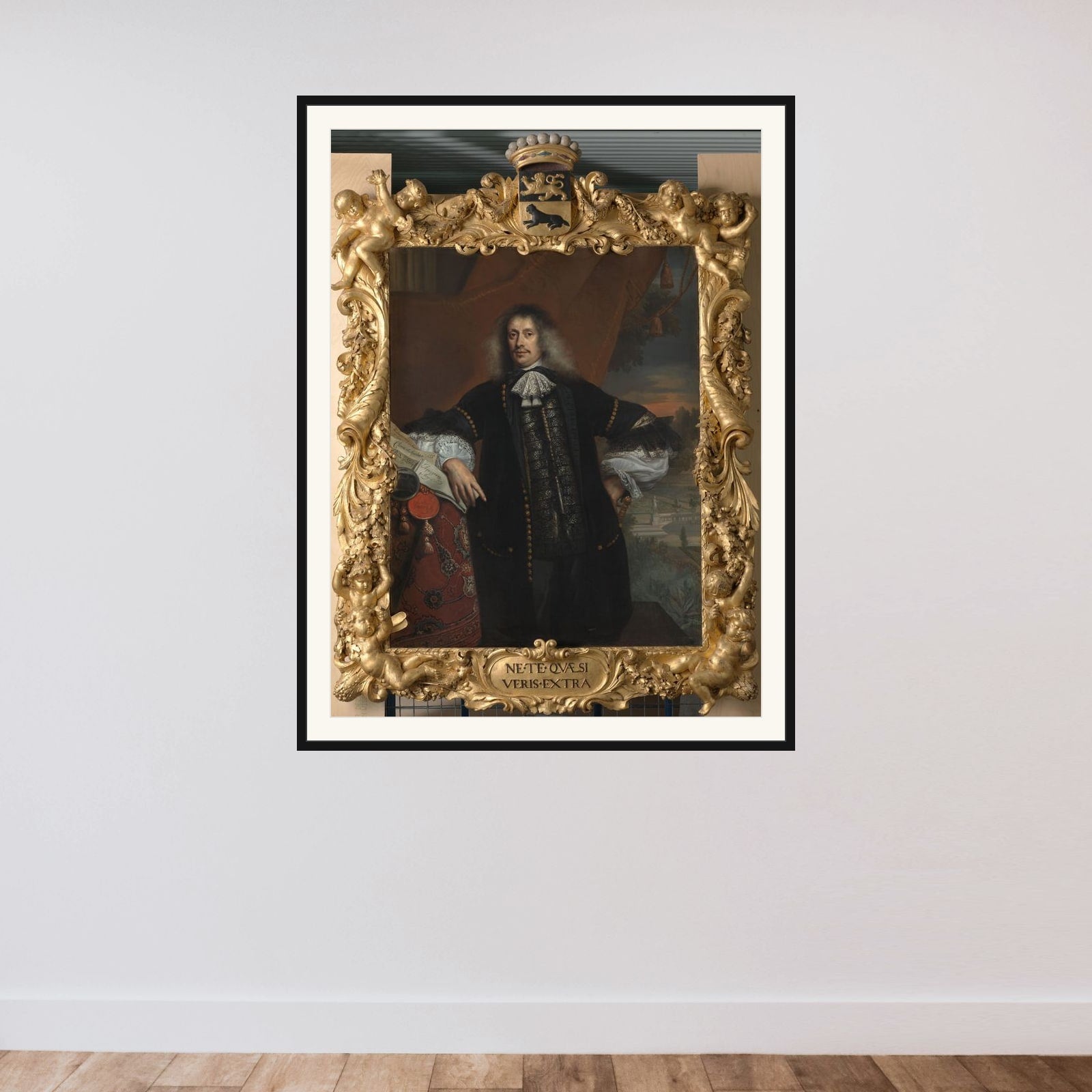 Portrait of  Hieronymus van Beverningk (1614-1690). Lord of Teylingen. Government Paymaster framed — shown to scale