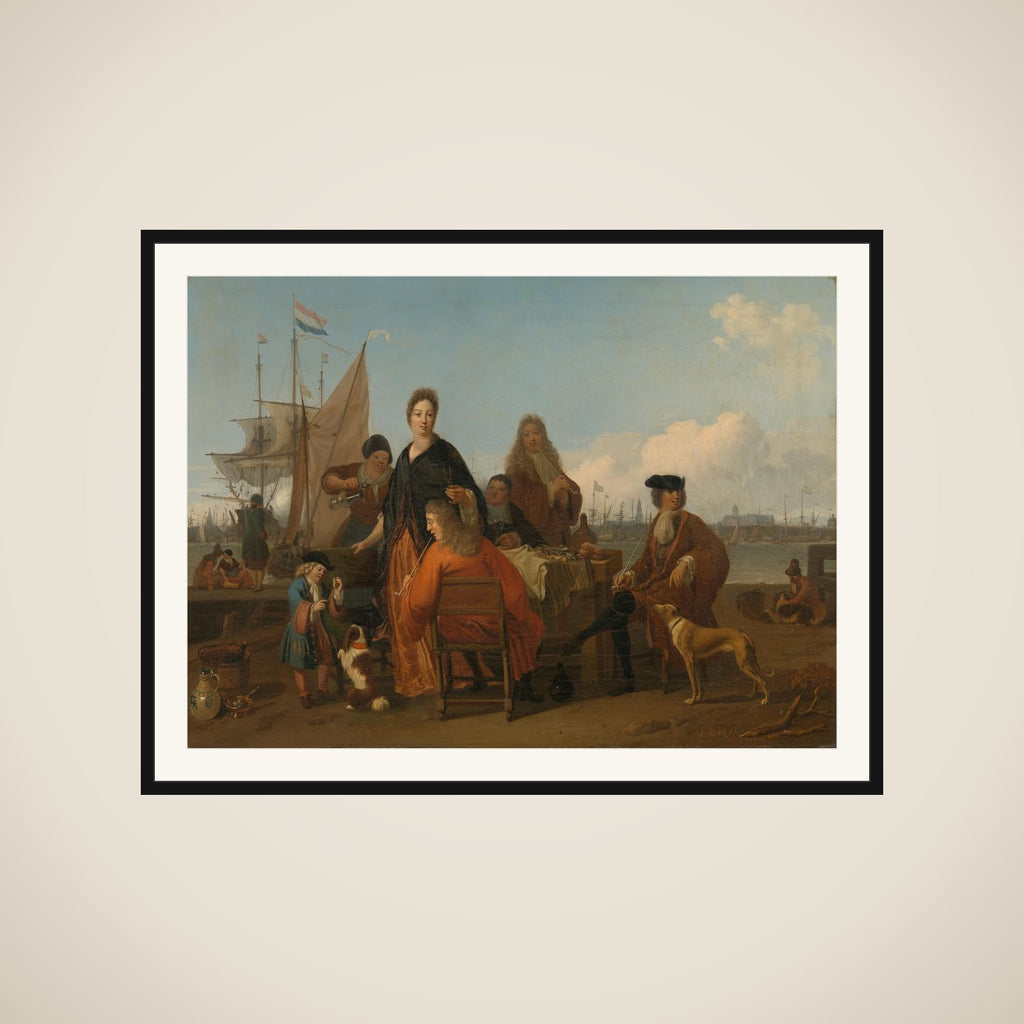 The Bakhuysen and de Hooghe Families dining at the Mosselsteiger (Mussel Pier) on the Y, Amsterdam framed