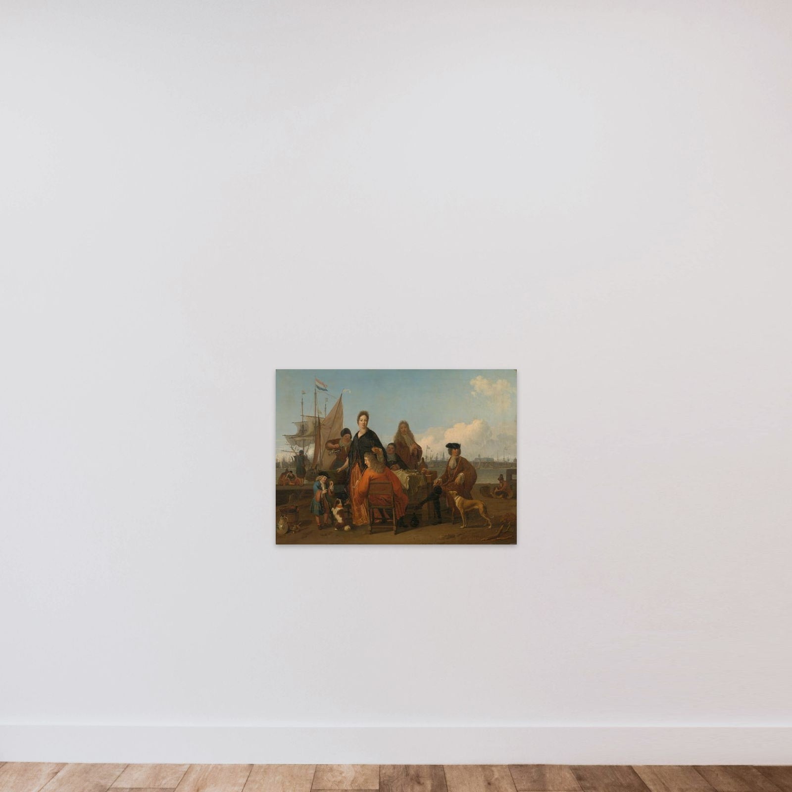 The Bakhuysen and de Hooghe Families dining at the Mosselsteiger (Mussel Pier) on the Y, Amsterdam unframed — shown to scale