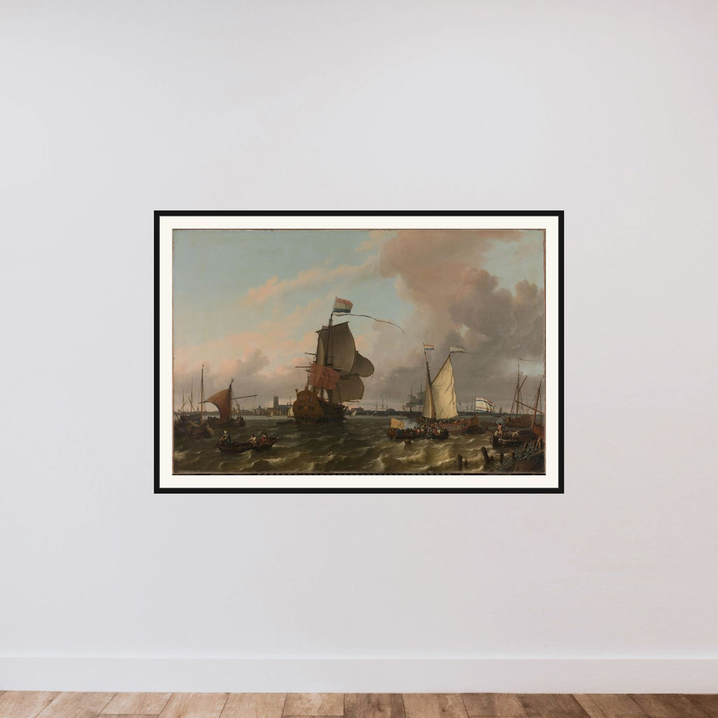 The Man-of-War 'Koning William' on the Maas off Rotterdam framed — shown to scale