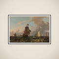 The Man-of-War 'Koning William' on the Maas off Rotterdam framed