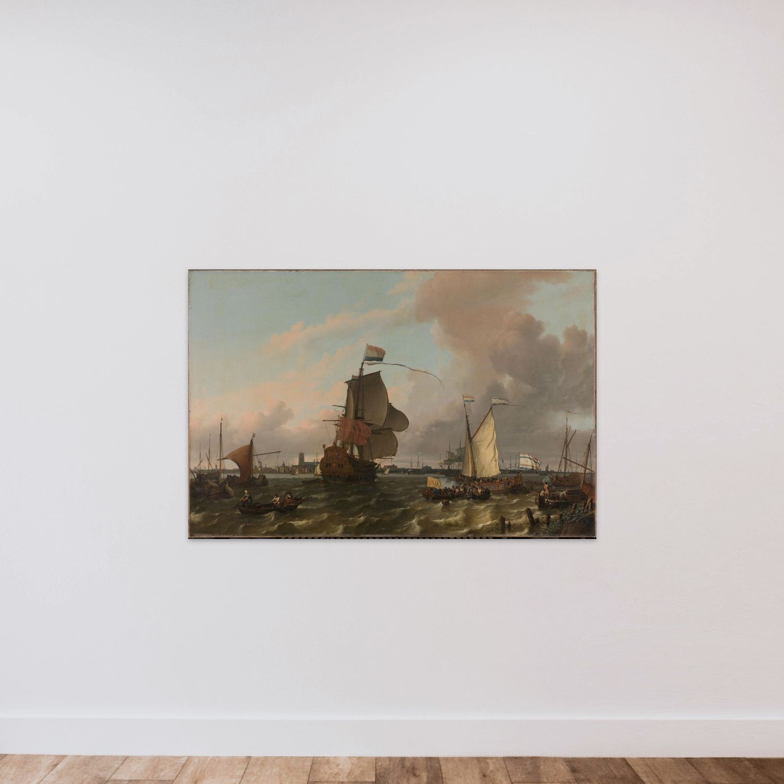 The Man-of-War 'Koning William' on the Maas off Rotterdam unframed — shown to scale
