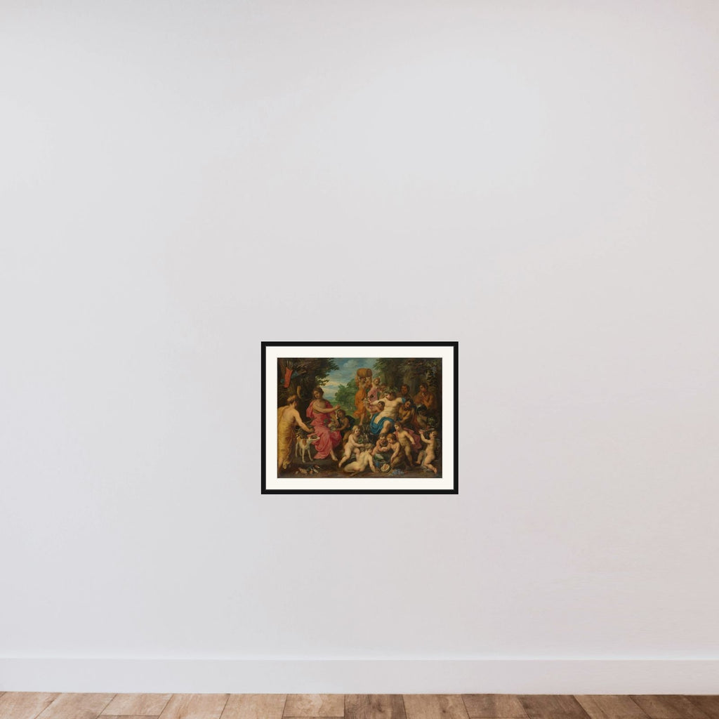 Diana Offered Wine and Fruit by Bacchus and his Retinue framed — shown to scale