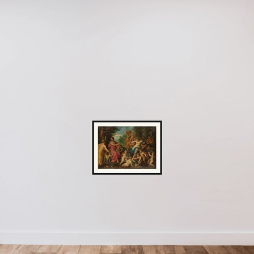 Diana Offered Wine and Fruit by Bacchus and his Retinue framed — shown to scale