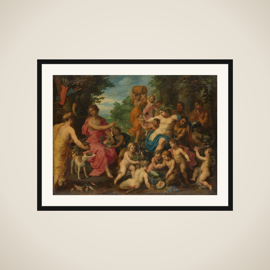 Diana Offered Wine and Fruit by Bacchus and his Retinue framed