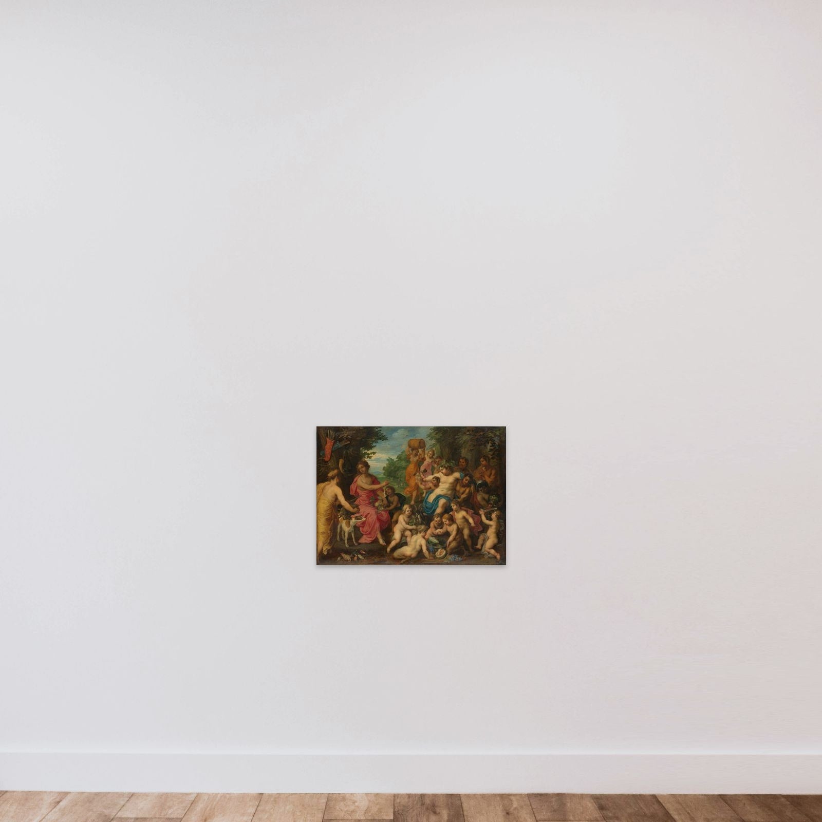 Diana Offered Wine and Fruit by Bacchus and his Retinue unframed — shown to scale
