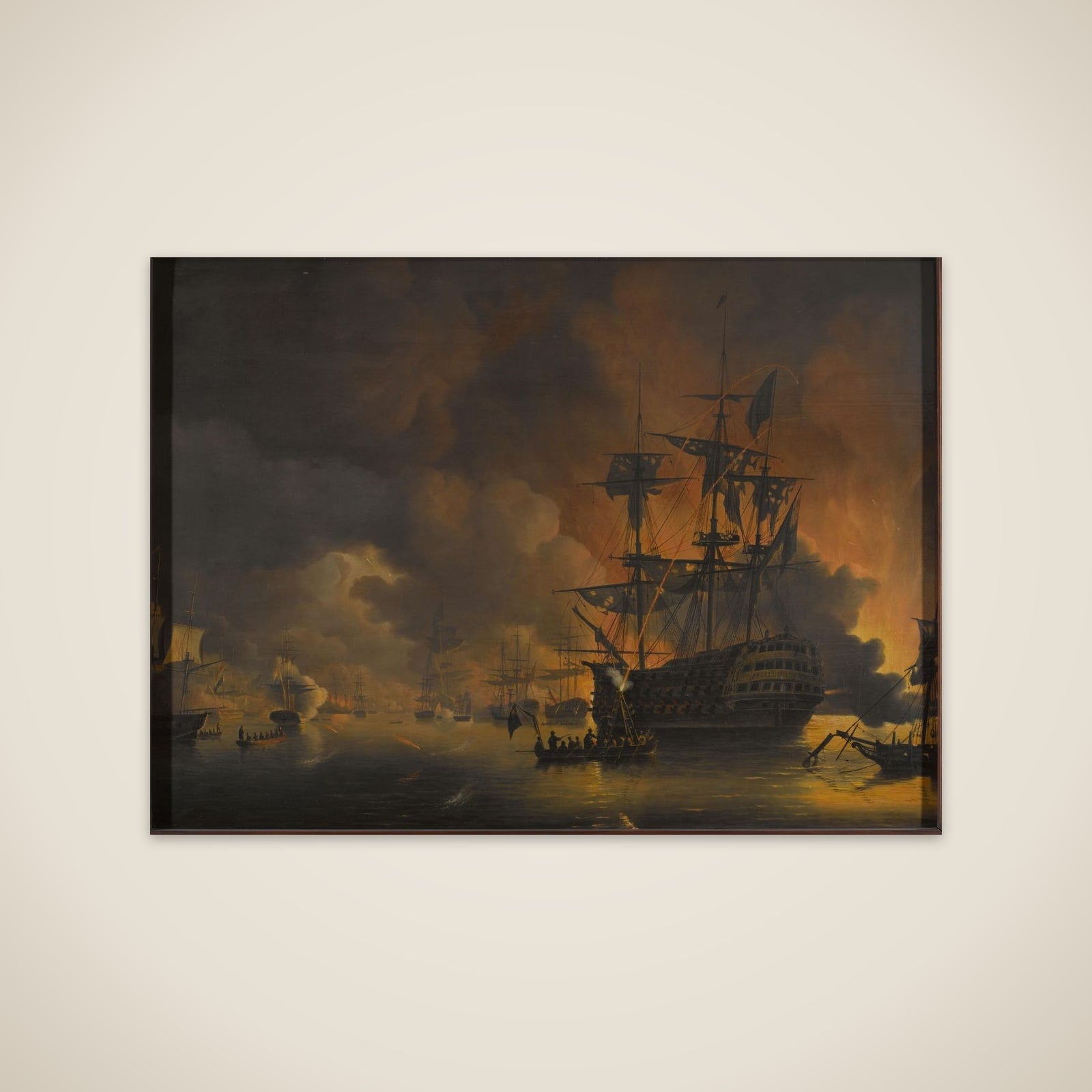 The fire on the Wharves of Algiers, shortly after the commencement of the Bombardment by the Anglo-Dutch Fleet, 27 August 1816 unframed print