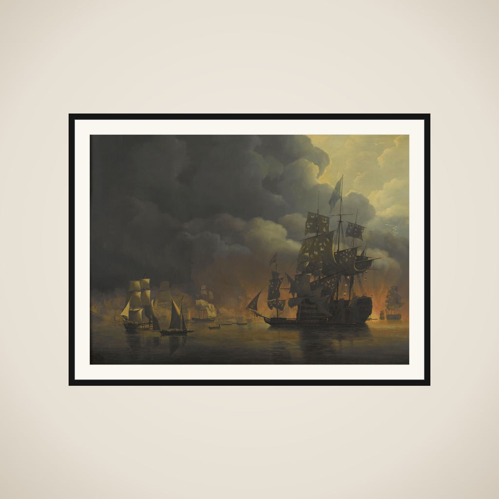 The Anglo-Dutch Fleet under Lord Exmouth and Vice Admiral Jonkheer Theodorus Frederik van Capellen putting out the Algerian Strongholds, 27 August 1816 framed